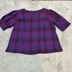 Eloquii Purple and Red Plaid Blouse